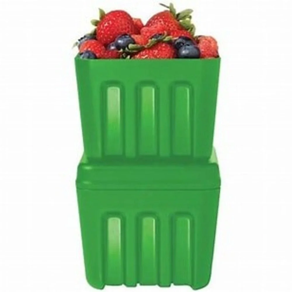 Set of 2 Green Berry Baskets‎ Farmers Market Style Fruit Bowls